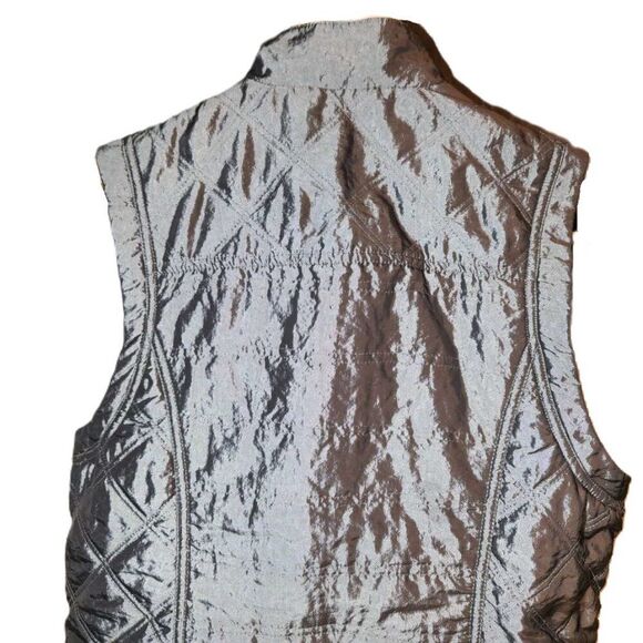 Westbound padded vest Women's small Silver gray pockets zipper Fall winter shiny - Picture 11 of 12